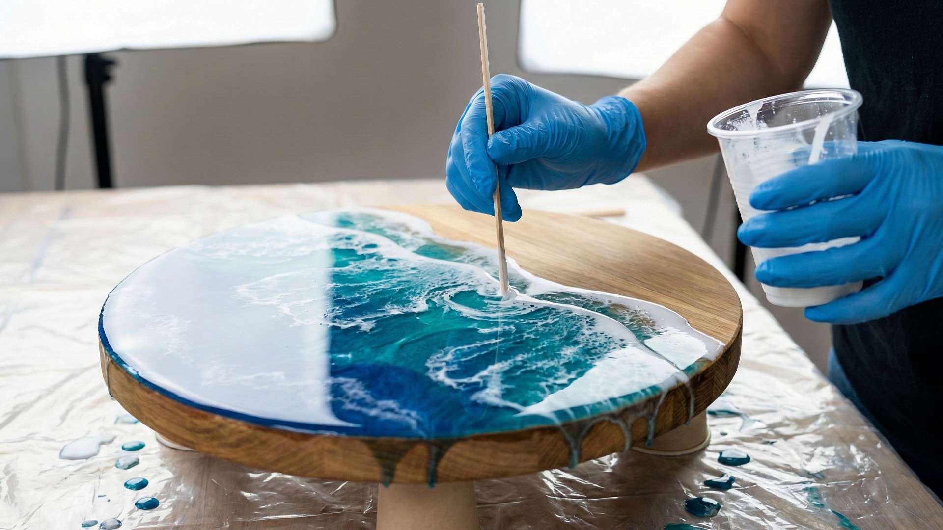 making epoxy ocean waves